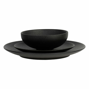 12 Piece Black Caviar Porcelain Dinner Set
